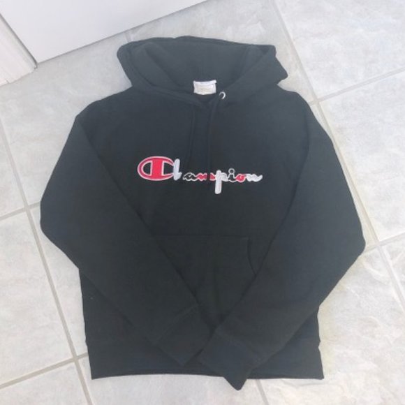 LIKE NEW Champion Hoodie Sweater Black Hoodie - Picture 3 of 5